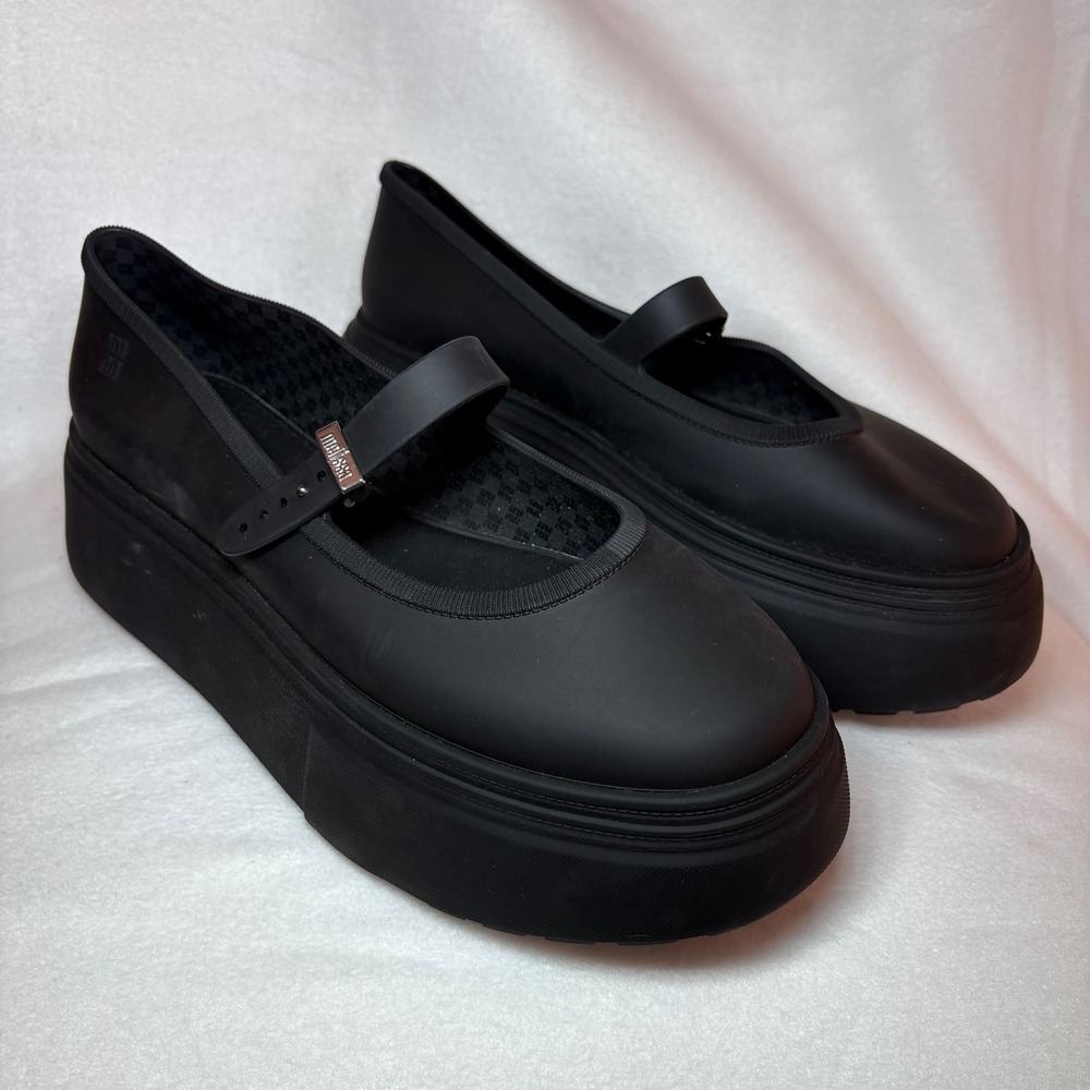 Melissa Becky Black Platform Mary Jane Vegan Shoes Chunky Sole US 10 EUR 41/42